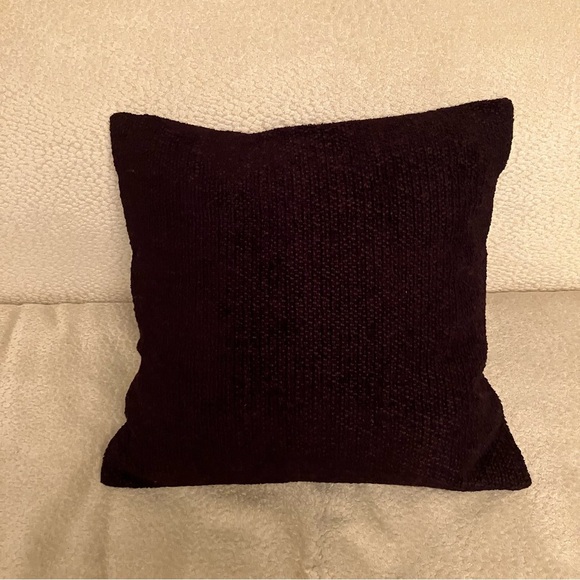 Pottery Barn Chenille Down Throw Pillow 18x18 Dark Purple Cotton Rayon Blend - Picture 2 of 6